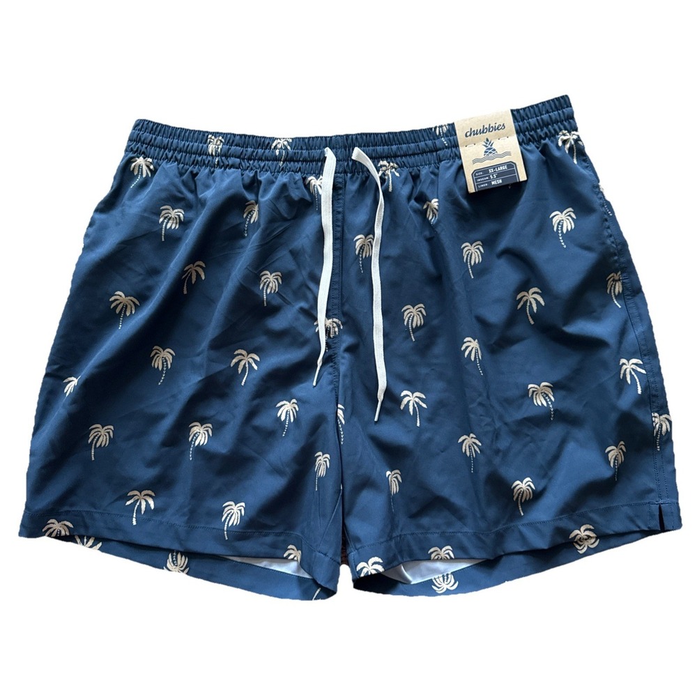 Chubbies The Midnight Swim Trunks Men's 2XL‎ Blue Palms Lined 5.5" Inseam NWT
